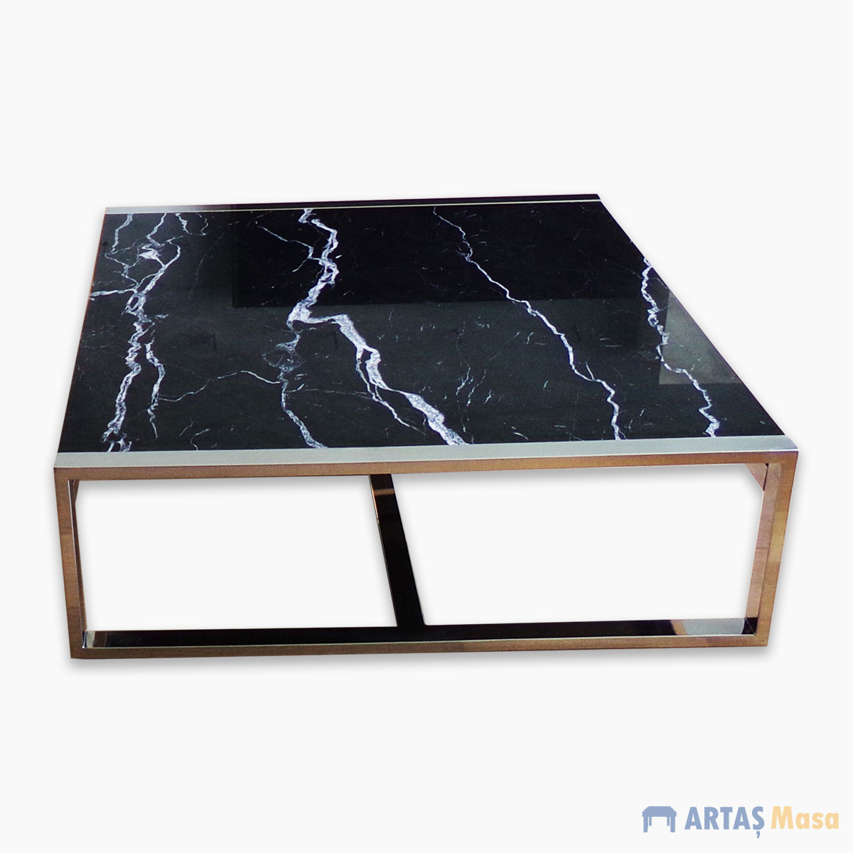 Nero Marquina Kare Mermer Orta Sehpa