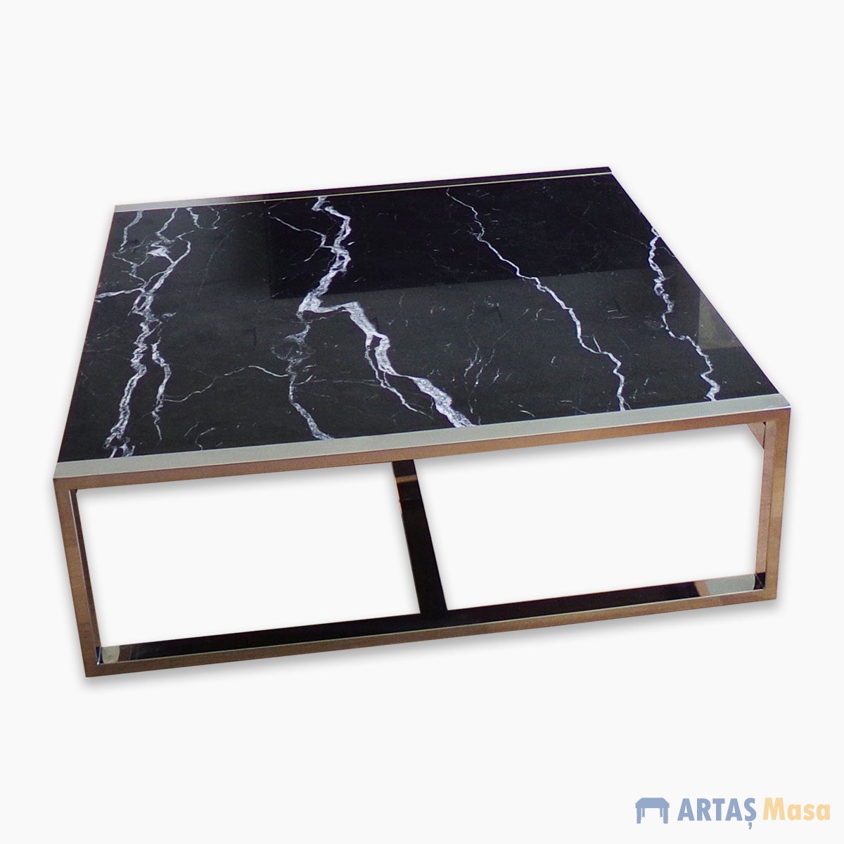 Nero Marquina Kare Mermer Orta Sehpa